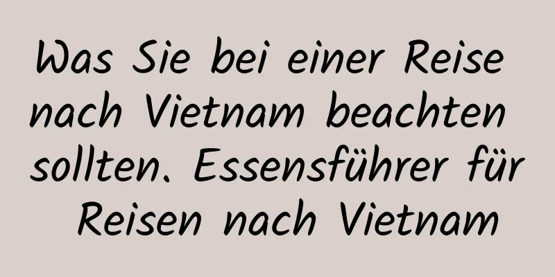 Was Sie bei einer Reise nach Vietnam beachten sollten. Essensführer für Reisen nach Vietnam