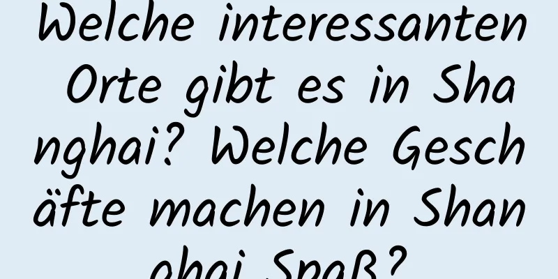 Welche interessanten Orte gibt es in Shanghai? Welche Geschäfte machen in Shanghai Spaß?