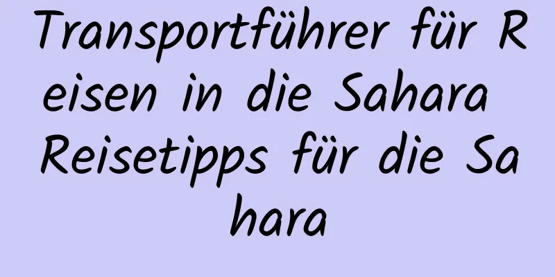 Transportführer für Reisen in die Sahara Reisetipps für die Sahara