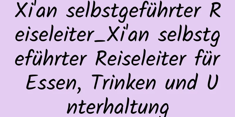 Xi'an selbstgeführter Reiseleiter_Xi'an selbstgeführter Reiseleiter für Essen, Trinken und Unterhaltung
