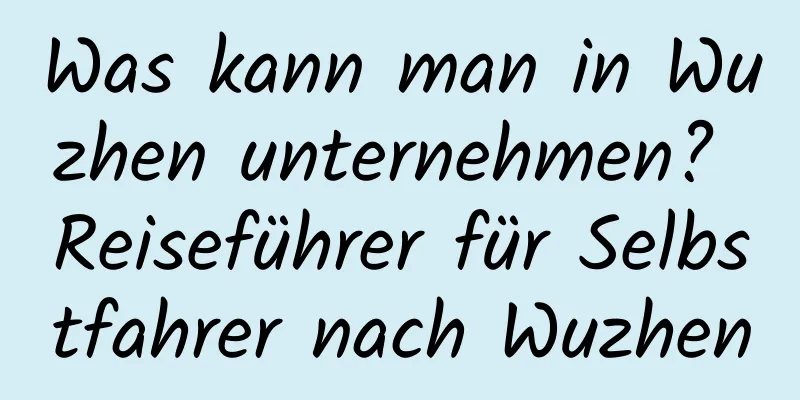 Was kann man in Wuzhen unternehmen? Reiseführer für Selbstfahrer nach Wuzhen