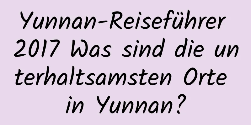 Yunnan-Reiseführer 2017 Was sind die unterhaltsamsten Orte in Yunnan?