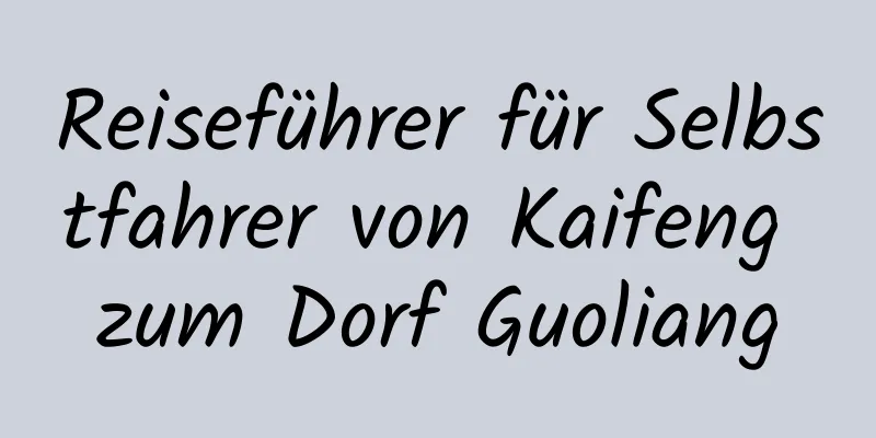 Reiseführer für Selbstfahrer von Kaifeng zum Dorf Guoliang