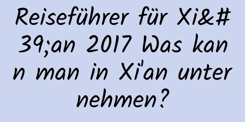 Reiseführer für Xi'an 2017 Was kann man in Xi'an unternehmen?