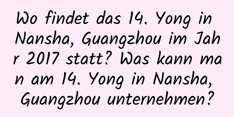 Wo findet das 14. Yong in Nansha, Guangzhou im Jahr 2017 statt? Was kann man am 14. Yong in Nansha, Guangzhou unternehmen?