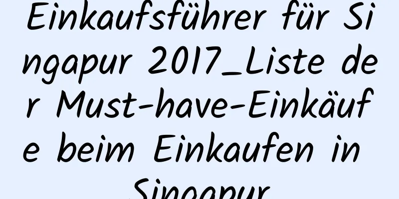 Einkaufsführer für Singapur 2017_Liste der Must-have-Einkäufe beim Einkaufen in Singapur