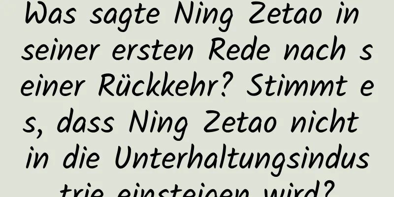 Was sagte Ning Zetao in seiner ersten Rede nach seiner Rückkehr? Stimmt es, dass Ning Zetao nicht in die Unterhaltungsindustrie einsteigen wird?