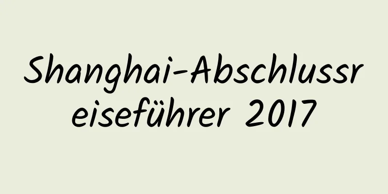 Shanghai-Abschlussreiseführer 2017