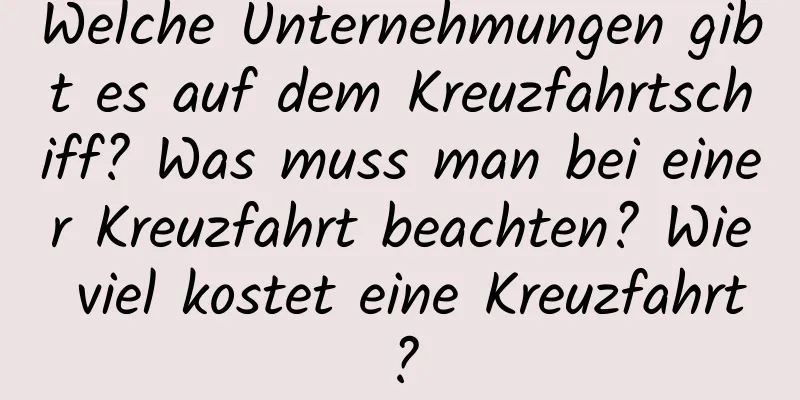 Welche Unternehmungen gibt es auf dem Kreuzfahrtschiff? Was muss man bei einer Kreuzfahrt beachten? Wie viel kostet eine Kreuzfahrt?