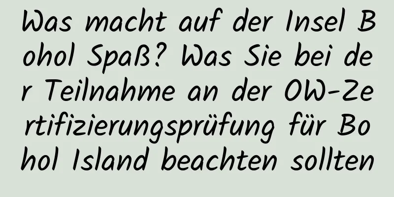 Was macht auf der Insel Bohol Spaß? Was Sie bei der Teilnahme an der OW-Zertifizierungsprüfung für Bohol Island beachten sollten