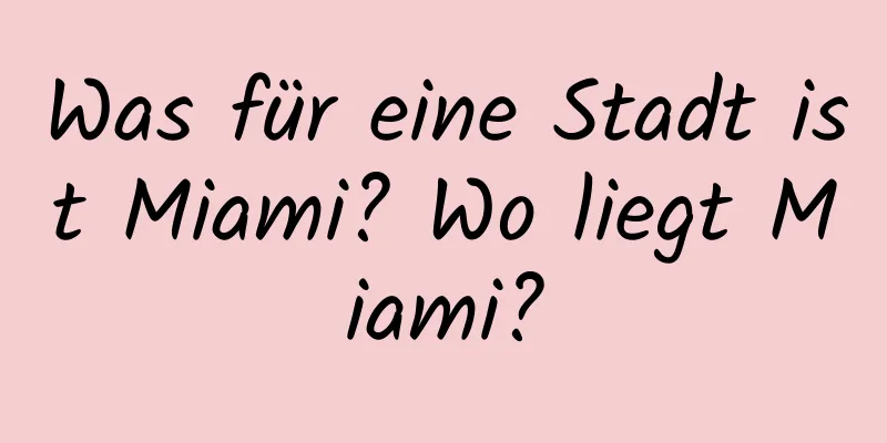 Was für eine Stadt ist Miami? Wo liegt Miami?