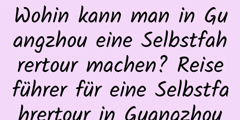 Wohin kann man in Guangzhou eine Selbstfahrertour machen? Reiseführer für eine Selbstfahrertour in Guangzhou