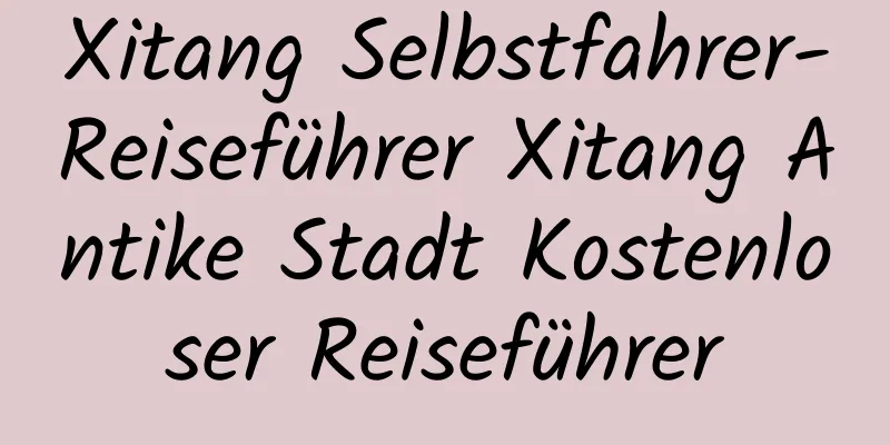 Xitang Selbstfahrer-Reiseführer Xitang Antike Stadt Kostenloser Reiseführer